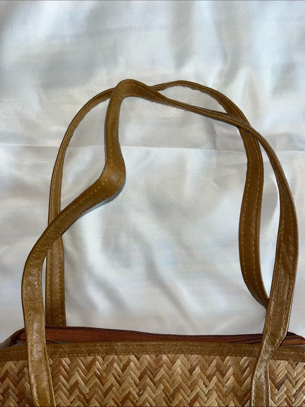 Woven Straw Tote Bag in Brown